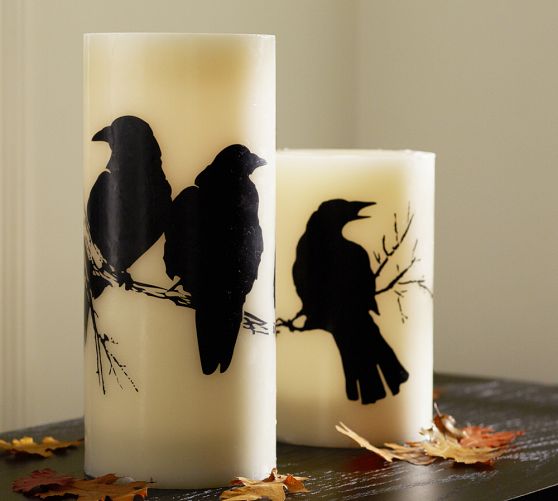 Flameless Raven Pillar Candles  ($59.00 - $79.00)